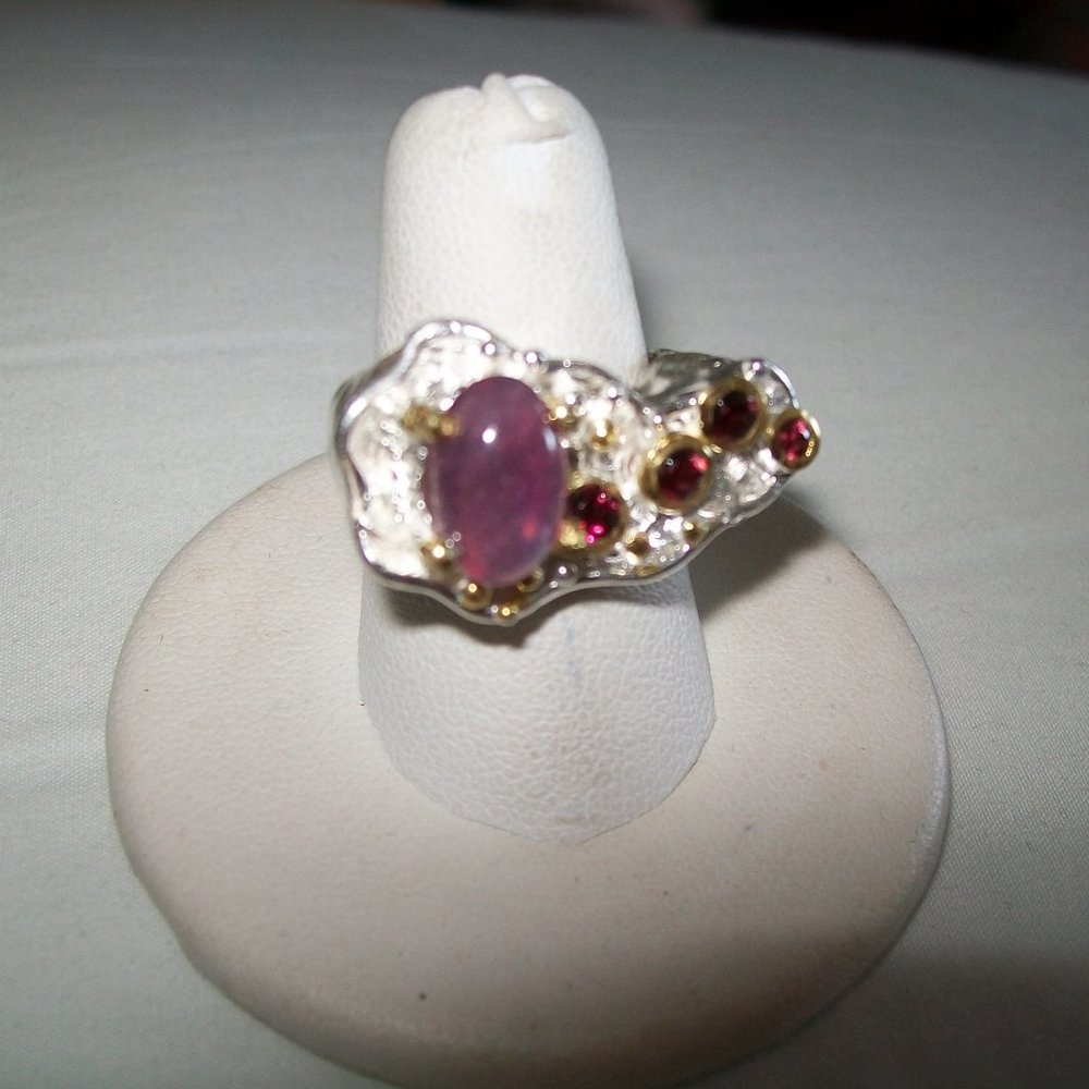 2ct Natural African Ruby And Rhodolite Cocktail R… - image 1